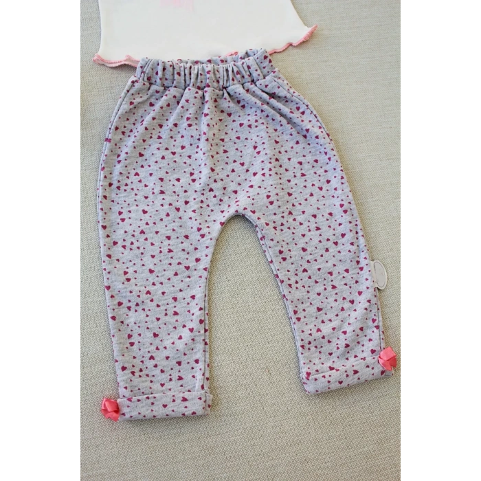 3-6 6-9 9-12 Ay Full Star Nakışlı Şapkalı Uzun Kollu Sweat 3Lü Erkek Bebek Takımı Ekru