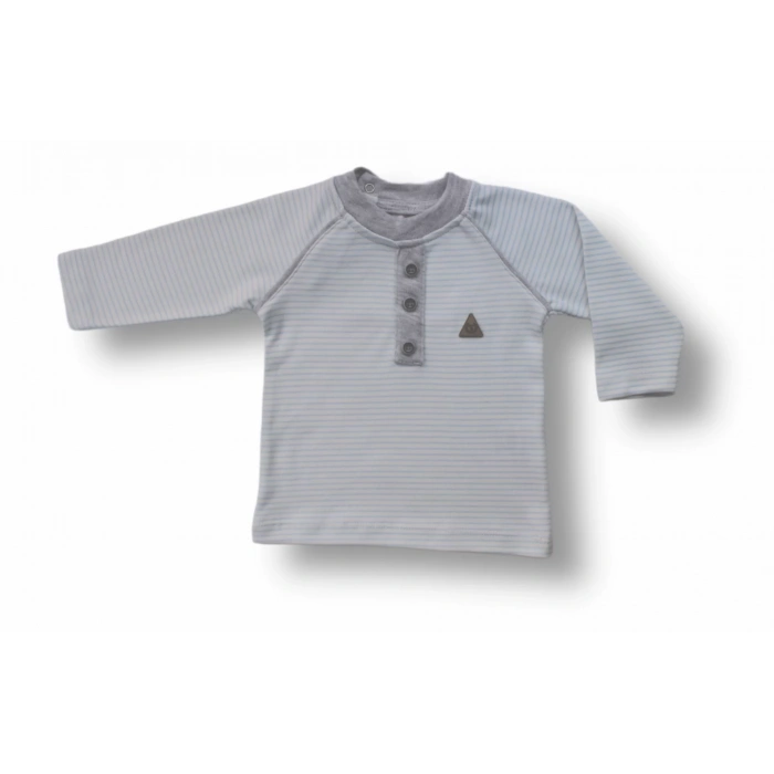 3-6 6-9 9-12 Ay Melanjlı Uzun Kollu Sweatli 2Li Erkek Bebek Takımı Mavi