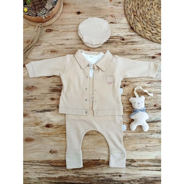 3-6 6-9 9-12 Ay Oyuncaklı Altınbaşak 5Li Kız Erkek Bebek Takımı Vizon