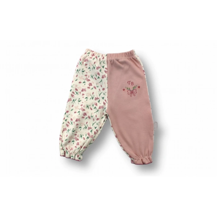 3-6 6-9 9-12 Ay Tb Çiçek Nakışlı Şapkalı Uzun Kollu Sweatli 3Lü Kız Bebek Takımı Ekru