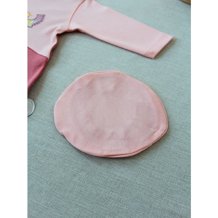 3-6 9-12 12-18 Ay Özel Kuvvetler Nakışlı Bere Şapkalı Kız Erkek Bebek Tulumu Gül Kurusu