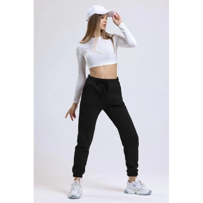 3 iplik şardonlu paça lastikli eşofman siyah is001