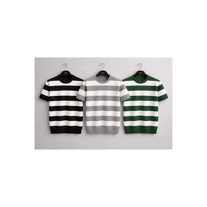 3 Lü Avantajlı Set Erkek Yazlık Fit Premium Kalite Kısa Kollu Triko Tişört