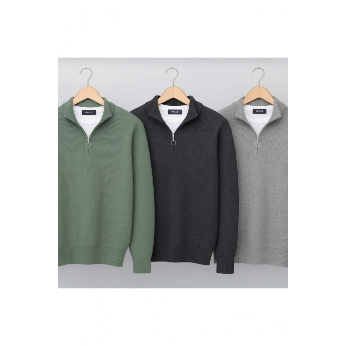 3 lü avantajlı set paket erkek kışlık premium kalite selanik dik yaka kazak