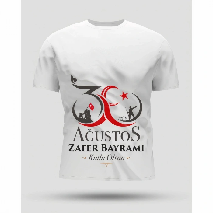 30 AĞUSTOS OVERSİZE BASKILI T-SHİRT - BEYAZ