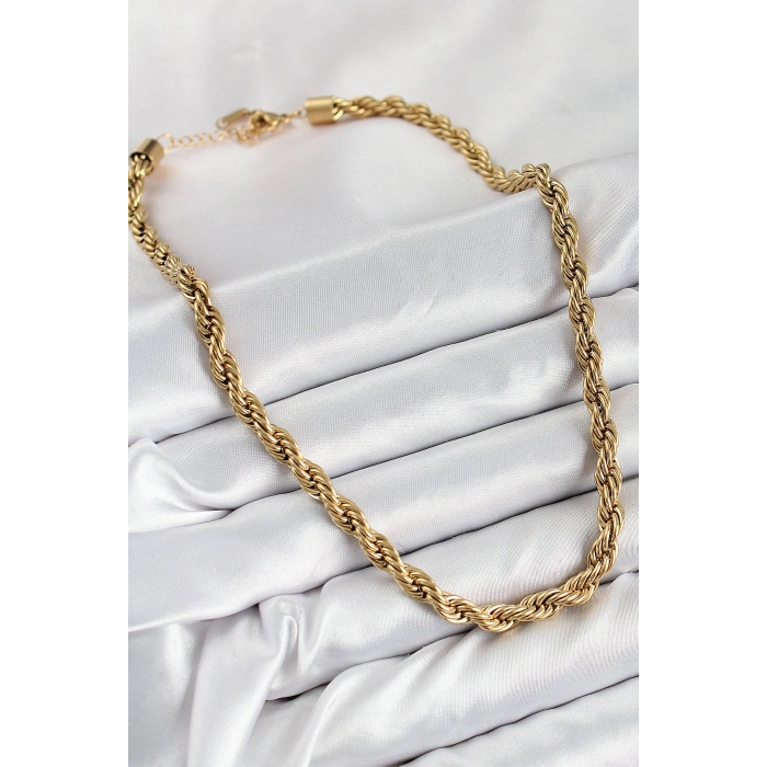 316L Çelik Burgu Model Gold Renk Kadın Kolye