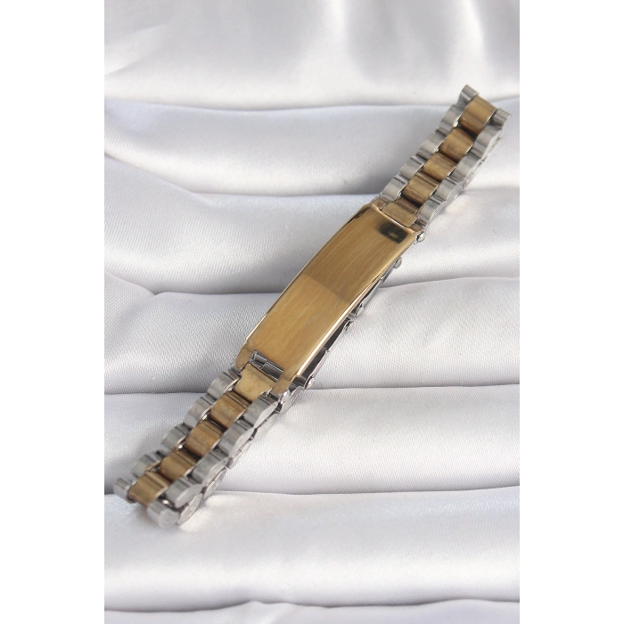 316L Çelik Gold Gümüş Renk Zincir Künye Model Erkek Bileklik