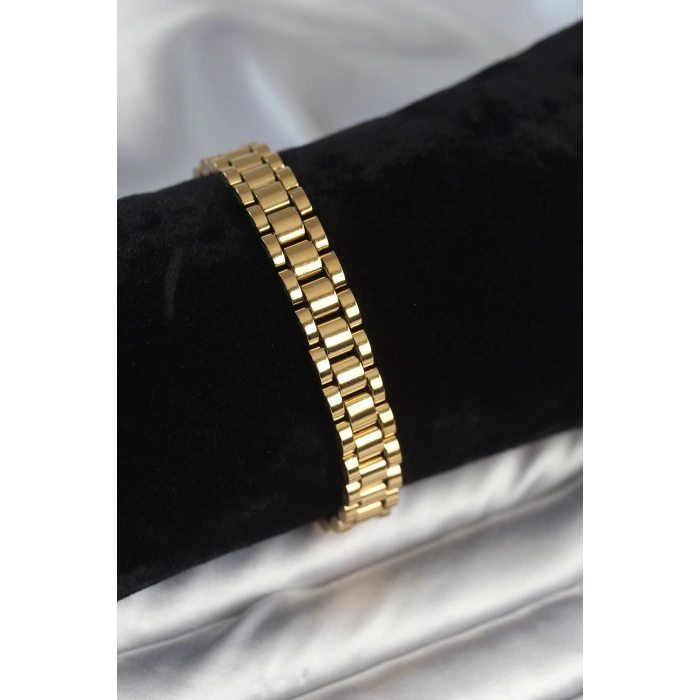 316L Çelik Gold Renk 9 mm Kalınlık Erkek Bileklik