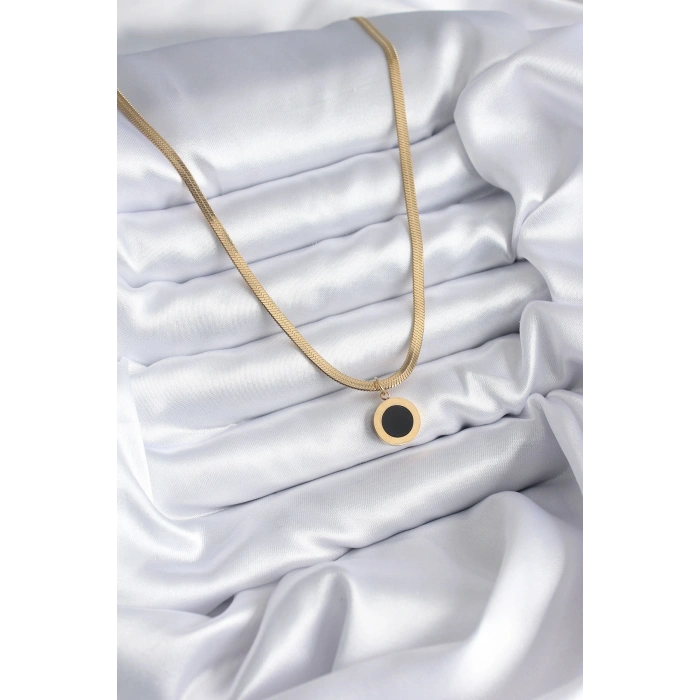 316L Çelik Gold Renk İtalyan Zincir Model İşleme Detay Kadın Kolye