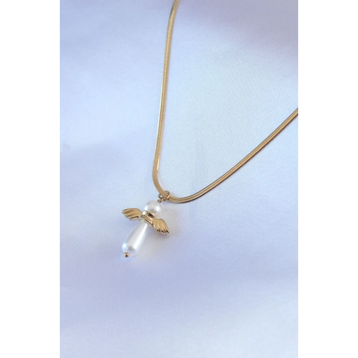 316L Çelik Gold Renk İtalyan Zincir Model Piyon Figür Kadın Kolye