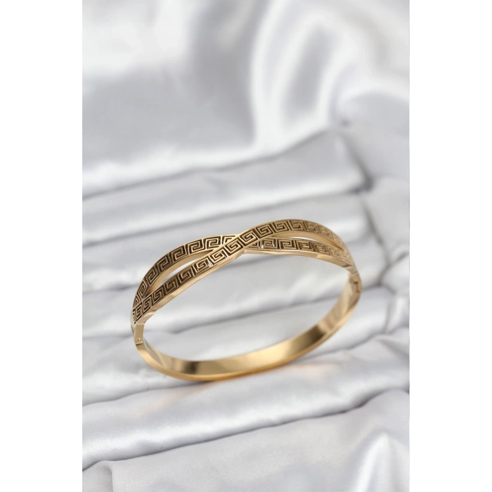 316L Çelik Gold Renk Vintage Kadın Kelepçe Bileklik