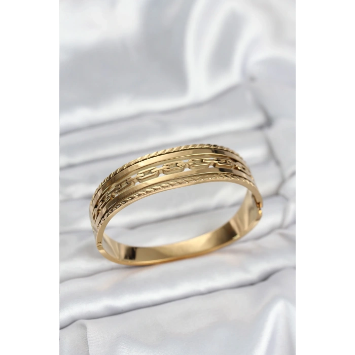 316L Çelik Gold Renk Vintage Model Kadın Kelepçe Bileklik