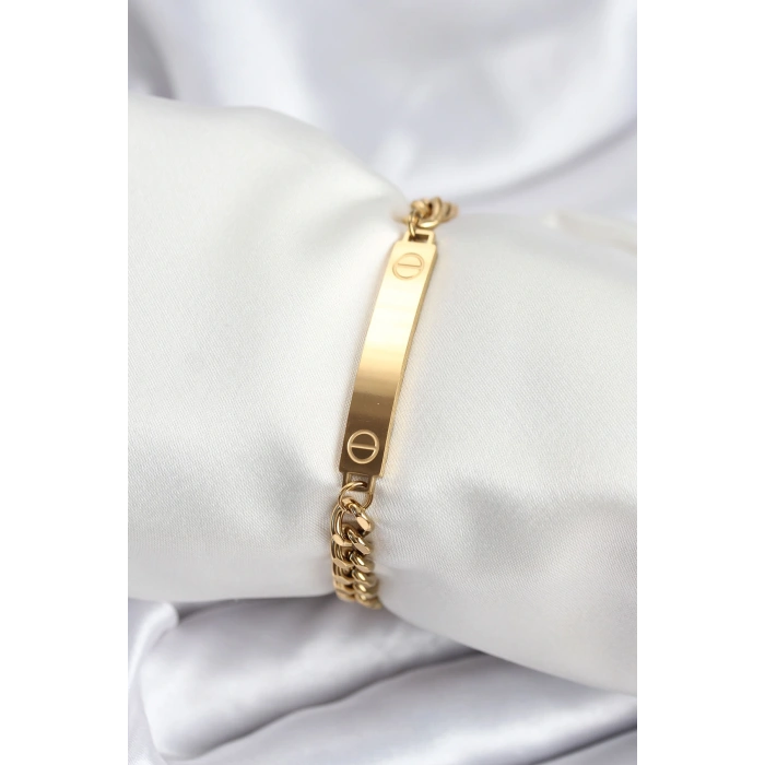 316L Çelik Gold Renk Yazı Yazmaya Uygun Kadın Bileklik