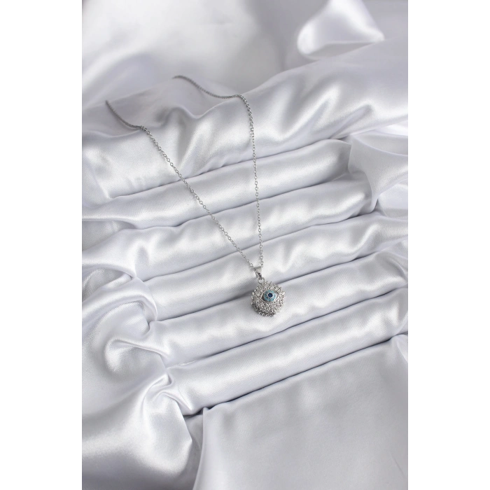 316L Çelik Gold Renk Zirkon Taşlı Göz Model Kadın Kolye