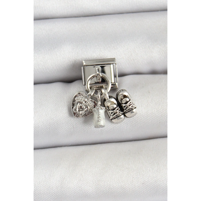 316L Çelik Gümüş Renk Bebek Konsept Nomination Charm