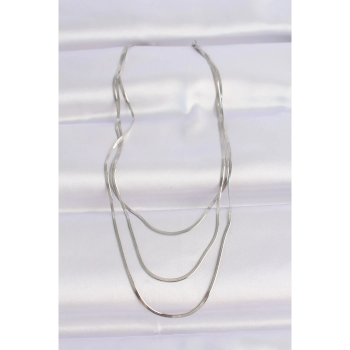 316L Çelik Gümüş Renk İtalyan Zincir Çoklu Kolye