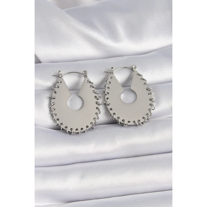 316L Çelik Gümüş Renk Kadın Küpe