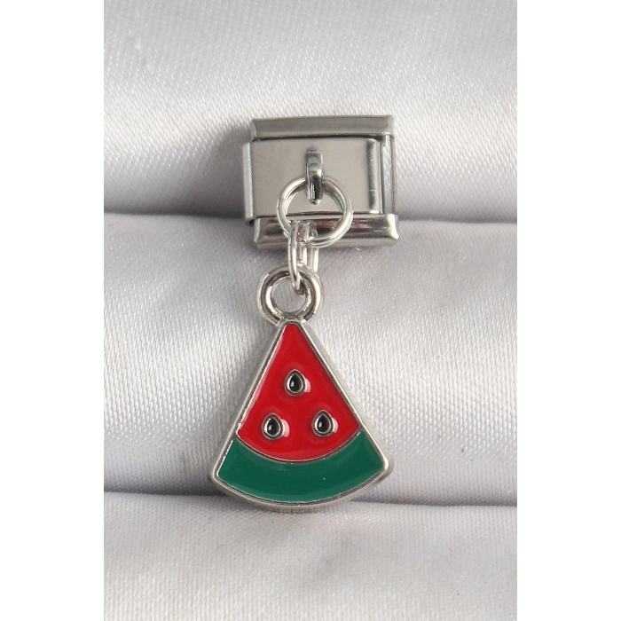 316L Çelik Gümüş Renk Karpuz Dilim Model Nomination Charm