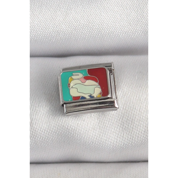 316L Çelik Gümüş Renk Renkli Portre Model Nomination Charm