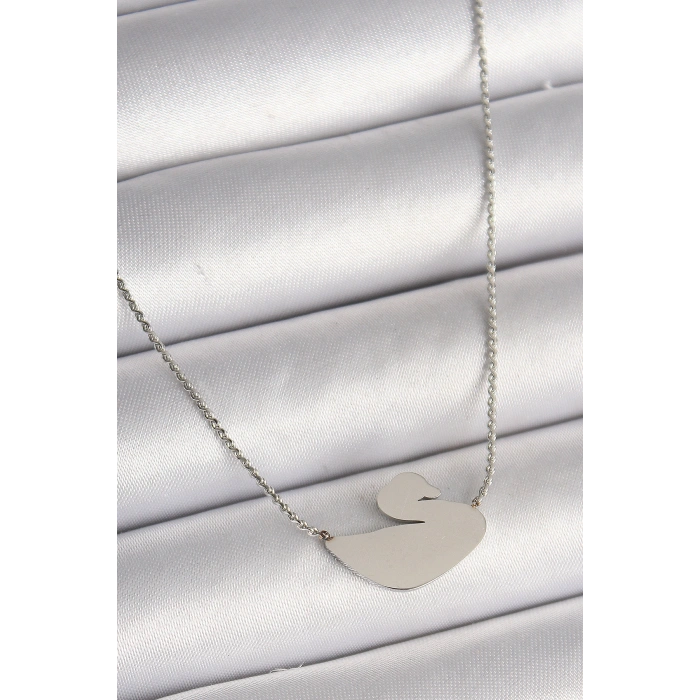 316L Çelik Gümüş Renk Zincir Kuğu Model Kadın Kolye