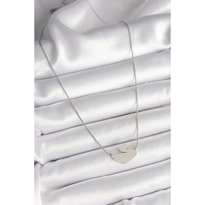 316L Çelik Gümüş Renk Zincir Kuğu Model Kadın Kolye