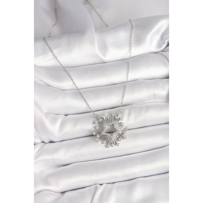 316L Çelik Gümüş Renk Zirkon Taşlı Yıldız Model Kadın Kolye