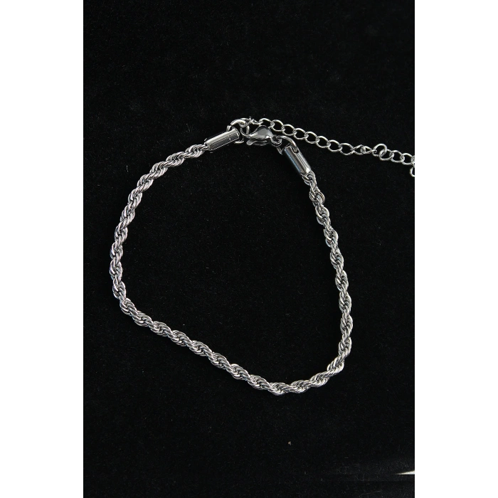 316L Çelik Halat Model Gümüş Renk Erkek Bileklik
