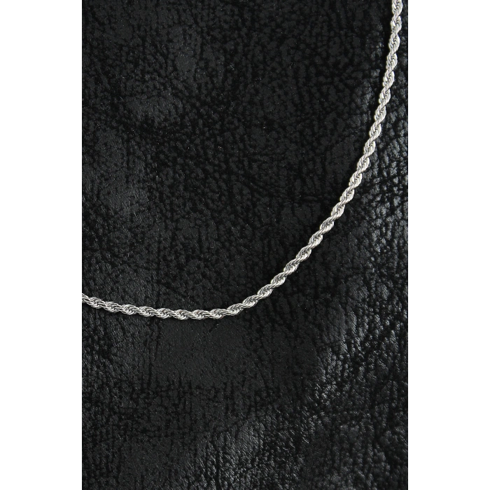 316L Çelik Halat Zincir Model Gümüş Renk Erkek Kolye