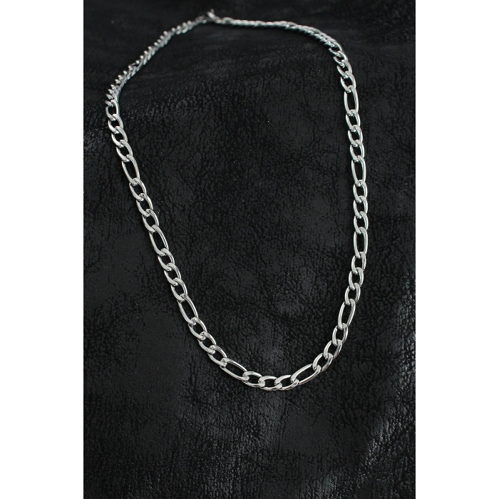 316L Çelik Kalın Figaro Zincir Model Gümüş Renk Erkek Kolye