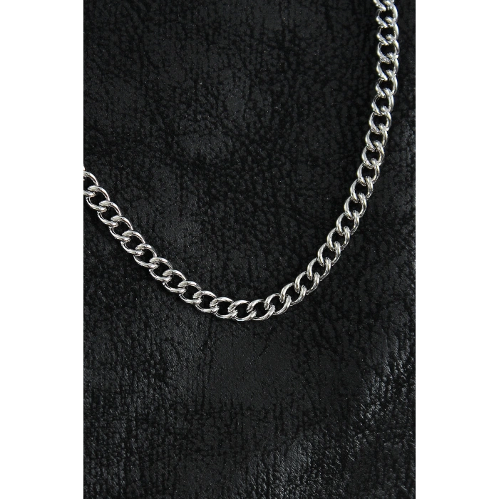 316L Çelik Klasik Oval Zincir Model Gümüş Renk Erkek Kolye