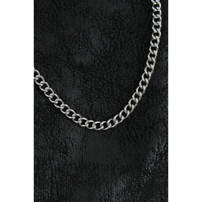 316L Çelik Klasik Oval Zincir Model Gümüş Renk Erkek Kolye