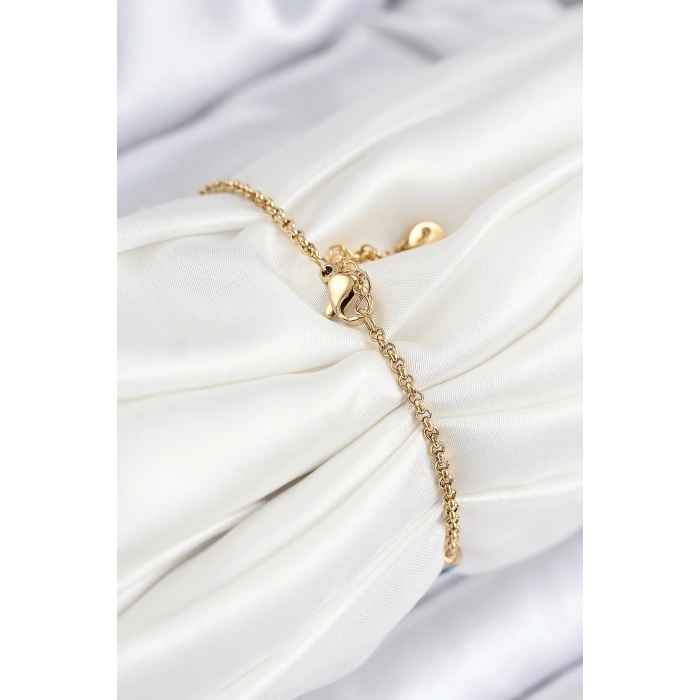 316L Çelik Nazar Boncuğu Model Gold Renk Kadın Bileklik