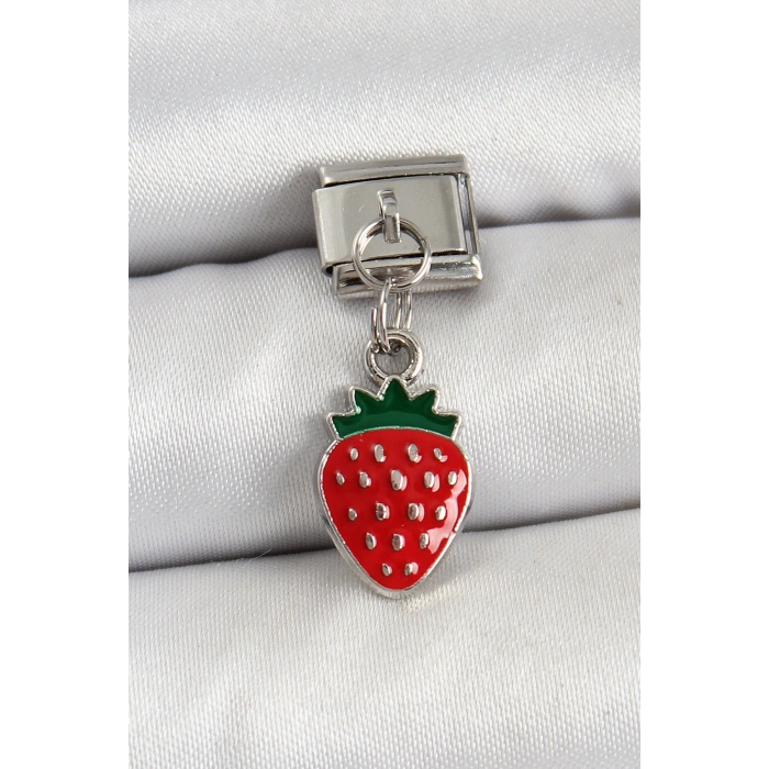 316L Çelik Sallantılı Çilek Model Gümüş Renk Nomination Charm