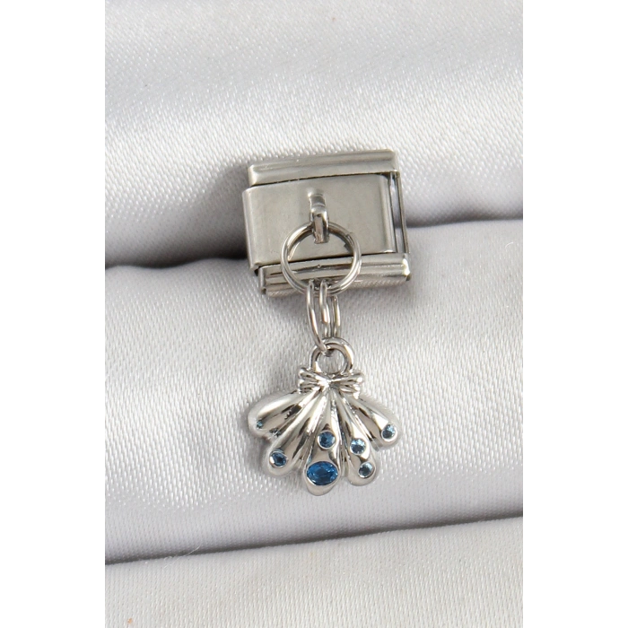 316L Çelik Sallantılı Fiyonklu Buket Model Gümüş Renk Nomination Charm