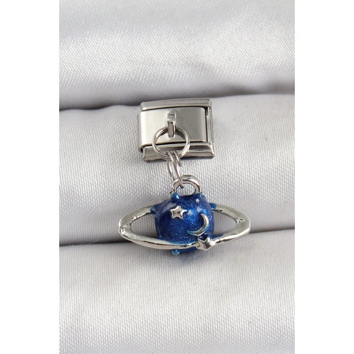 316L Çelik Sallantılı Satürn Model Gümüş Renk Nomination Charm