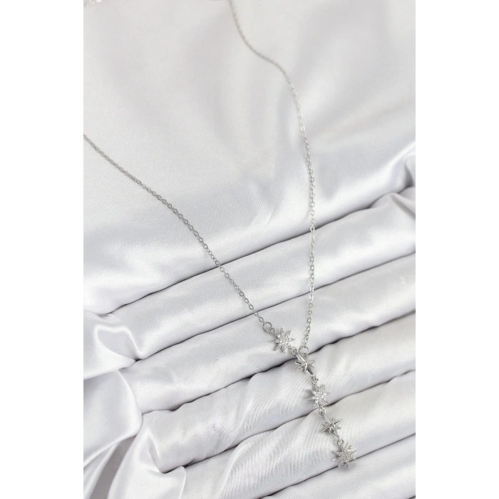 316L Çelik Yıldız Model Gümüş Renk Kadın Kolye