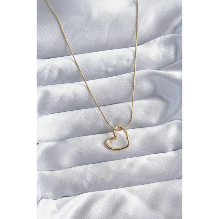 316L Çelik Zincir Gold Renk Kalp Model Kadın Kolye