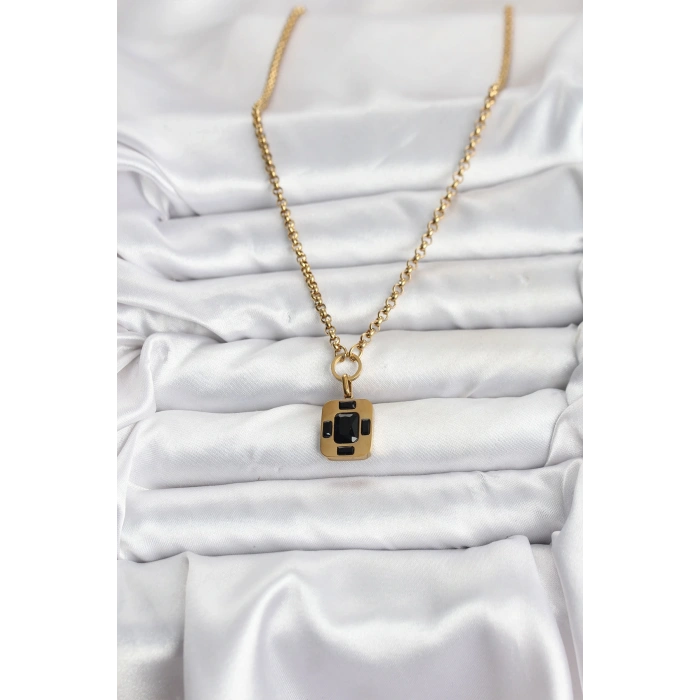 316L Çelik Zincir Gold Renk Vintage Model Kadın Kolye