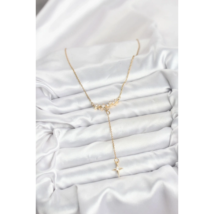 316L Çelik Zincir Gold Renk Yıldız Model Y Kadın Kolye