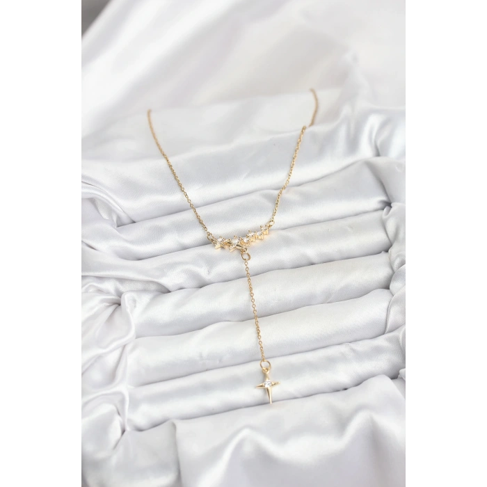 316L Çelik Zincir Gold Renk Yıldız Model Y Kadın Kolye