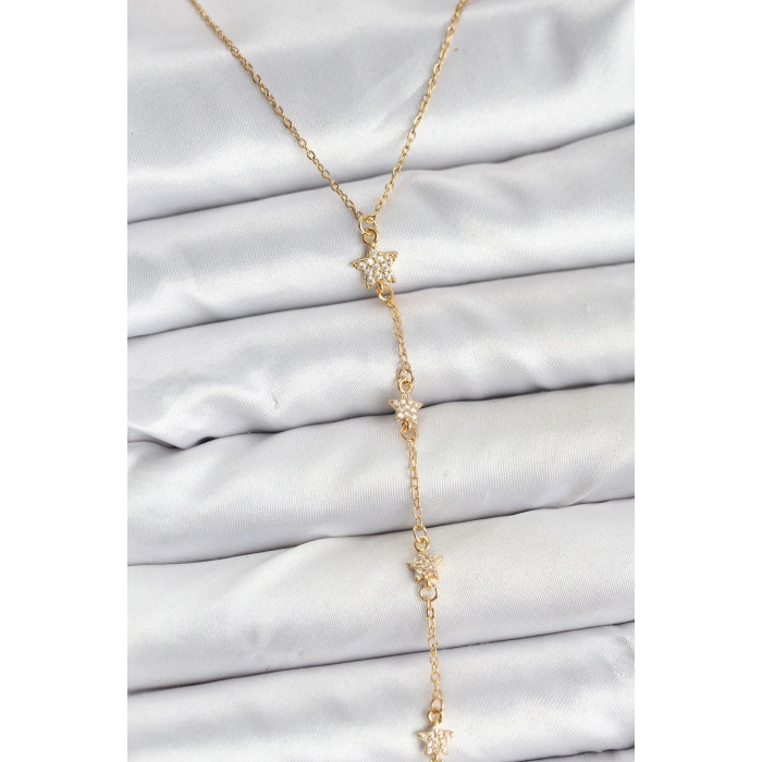 316L Çelik Zincir Gold Renkli Yıldız Model Kadın Y Kolye