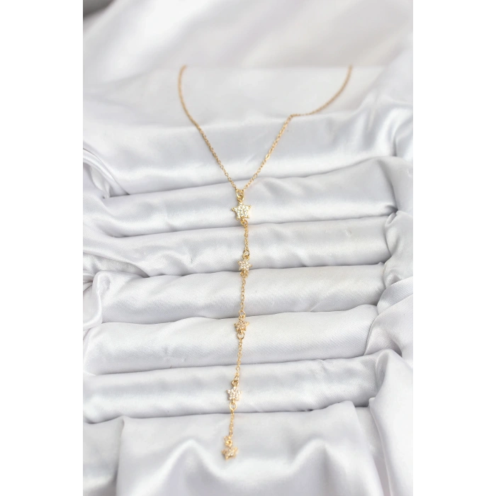 316L Çelik Zincir Gold Renkli Yıldız Model Kadın Y Kolye