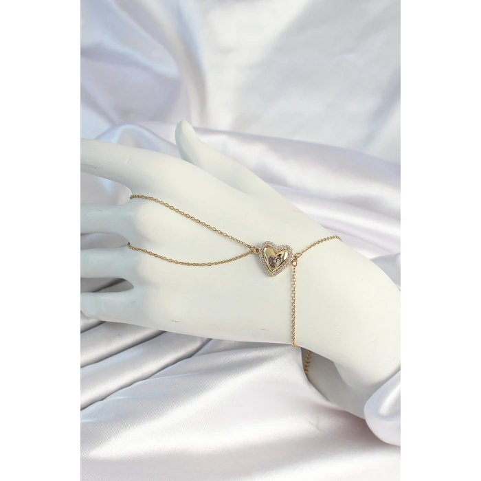 316L Çelik Zincirli Gold Renk Kalp Figürlü Şahmeran