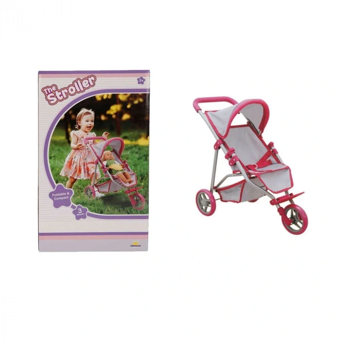 9614  3 Tekerlekli Pembe Gri Puset