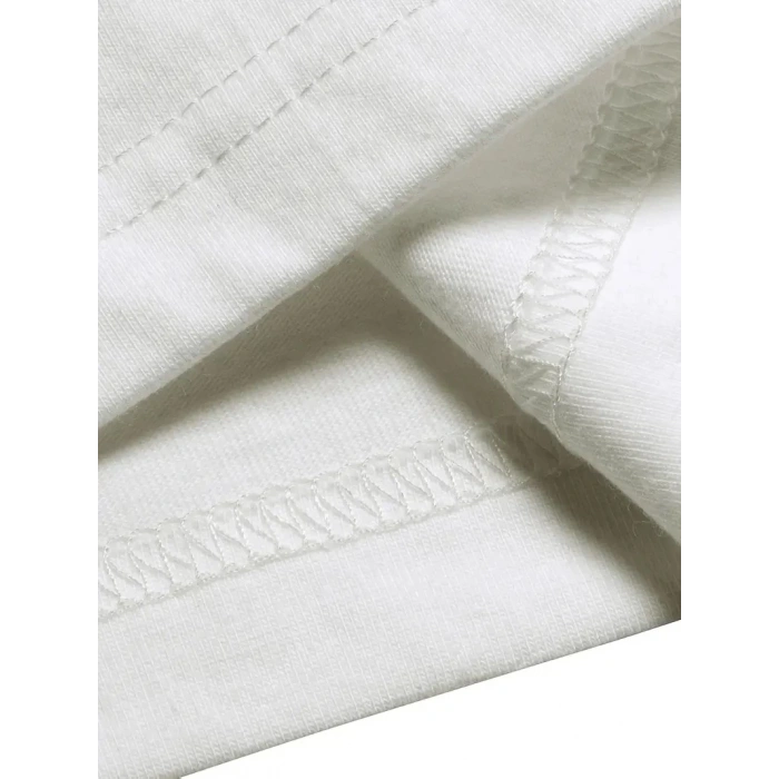 AICG Ön Arka Baskılı Bisiklet Yaka Kadın Oversize Bisiklet Yaka T-shirt - Beyaz