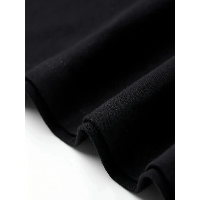 AICG Ön Arka Baskılı Bisiklet Yaka Kadın Oversize Bisiklet Yaka T-shirt - Siyah