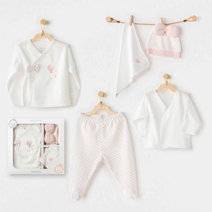 Andywawa Ac25550 Newborn Set Pınk Baloons 5Li Hastane Çıkışı Ekru