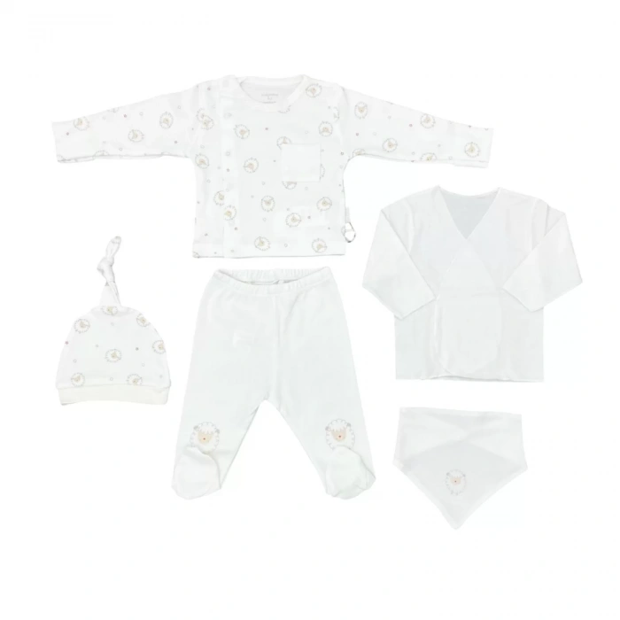 Andywawa Ac25560 Newborn Set Tinny Ships 5Li Hastane Çıkışı Ekru