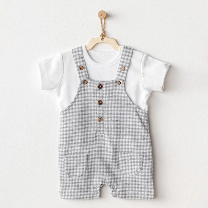 Andywawa Ac25804 Jumpsuit Set Little King Salopet Takım Grey
