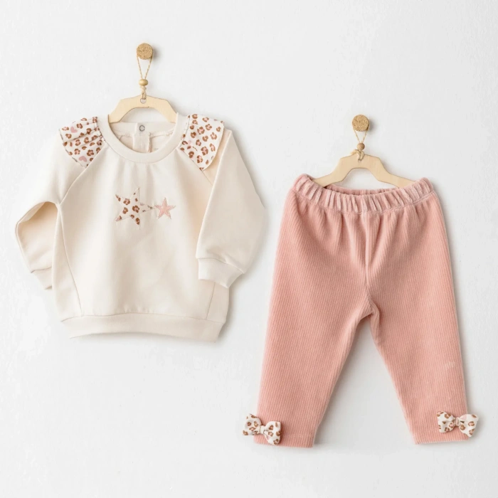 Andywawa Ac26236 Little Leopard 2Li Takım Ecru Pink